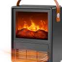 FLAME&SHADE Portable Electric Fireplace Heater for Indoor Use, Fire Place Heaters with 3D LED Flame Overheat & Tilt Protection, Space Heater Small Fireplace for Home Office Christmas Decoration, Black (8.9"(W) x 11.2"(H) black)