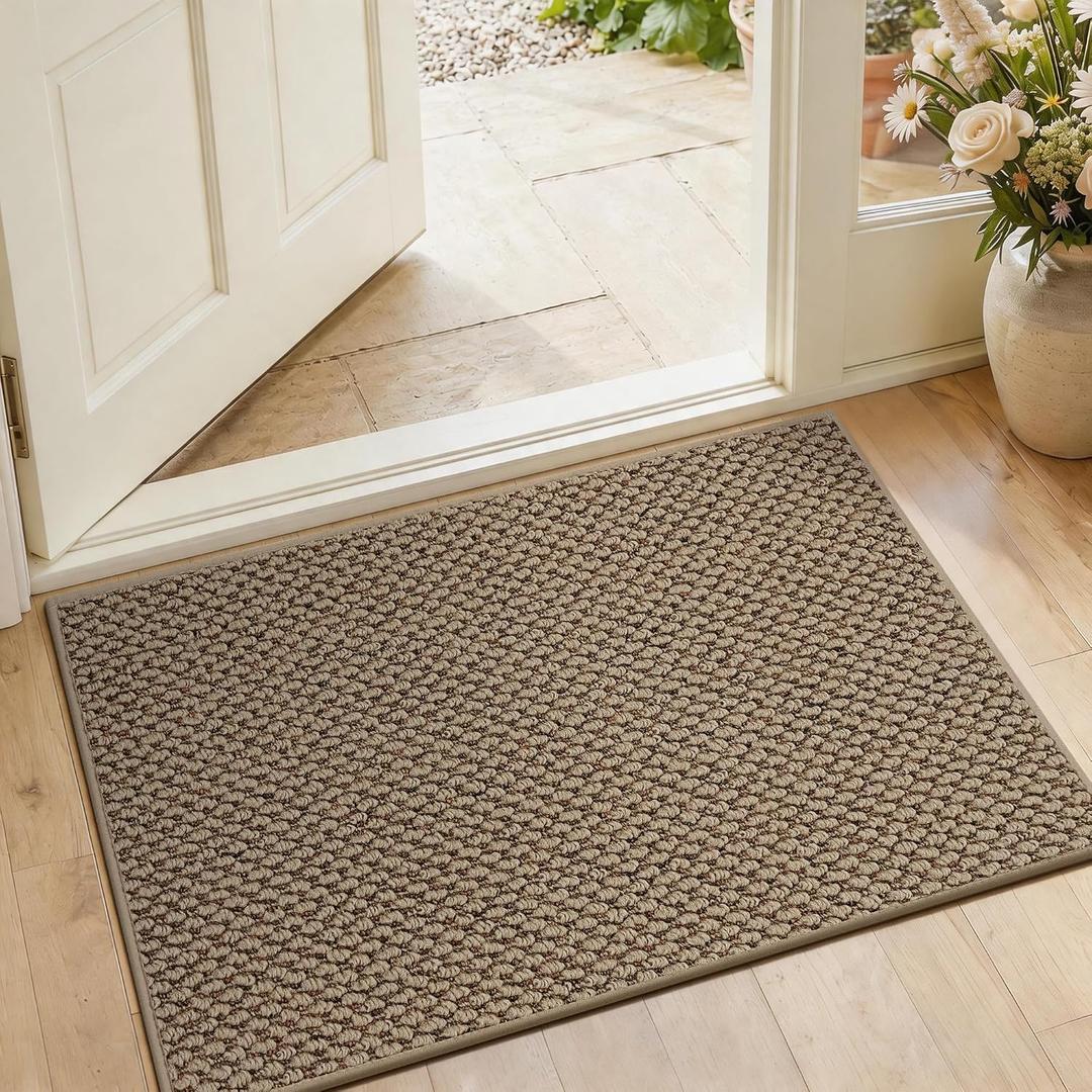 Dirt Trapper Door Mat 20"x 32", Non Slip Washable Doormat, Beige