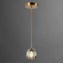 Modern Pendant Lighting, Smoke Crystal Small Pendant Light Fixture for Kitchen Island, Brushed Brass Ceiling Light Single Pendant Light for Dining Room Bathroom