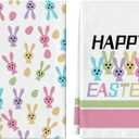 CAIBO Easter Kitchen Towels Set of 2 Cartoon Rabbit Bunny Dish Towel Tea Towels for Kitchen 16x27 Inch Spring Holiday Cooking Baking Cleaning
