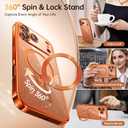Offical Cosmic Orange for iPhone 17 Pro Max Case with 360 Spin Stand [DIY Glitter Cardstock] [Fit for MagSafe] 16FT Mil-Protection Polished for iPhone 17 Pro Max Case with Stand 6.9'', Cosmic Orange
