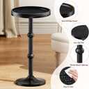 Small Round Side Table, Coffee Drink Table for Small Spaces, Modern Night Stand with Metal Leg, Weighted Iron Base Pedestal Round End Tables for Living Room, Bedroom, Narrow Corners,Sofa Couch