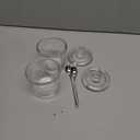 ZEAYEA Set of 2 Clear Glass Sugar Bowl, 6 Ounce Seasoning Box Condiment Pots with Spoon and Lid, Sugar Spice Salt Canister for Home Kitchen, Coffee Bar, Restaurant