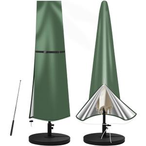 Neween Patio Umbrella Cover, Water Resistant Umbrella Covers for 7ft to 11ft Parasol Durable Outdoor Table Garden Market Parasol Protection with Zipper & Push Rod (Green)