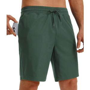 M MAELREG Mens Athletic Shorts with Zipper Pockets 7"/ 9" Lightweight Quick Dry Sports Gym Workout Running Shorts (Large, Pine Grove)
