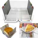 Stainless Steel Bread Slicer for Homemade Bread, Bread Slicing Guide with 20 Liners, 2 Thickness Cutting Guide with Crumb Tray, Bread Loaf Cutter Adjustable Width, for Sourdough, Meats, Deli