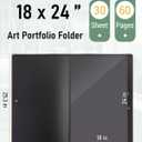 Nicpro 18"x24" Art Portfolio, 30 Pockets Display 60 Pages Art Portfolio Folder with Clear Plastic Sleeves, Artwork Storage Presentation Book for Artists, Painting Carrier Case