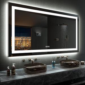 LOAAO 72X40 RGB LED Bathroom Mirror with Lights, Large, Anti-Fog, Dimmable Smart Lighted Bathroom Vanity Mirror, Multiple Light Modes, RGB Backlit + Front Light, Memory Function, Tempered Glass