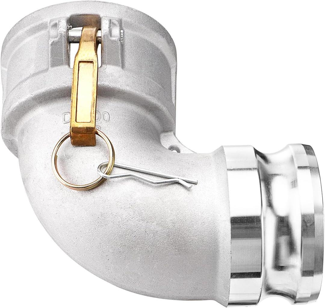 DA3030 Type DA Cam and Groove Hose Fitting, 90 Degree Elbow, 3" Female Camlock x 3" Male Camlock, 125PSI, Aluminum Material