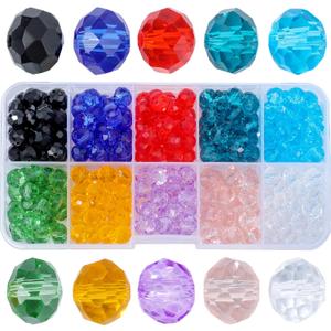 300Pcs Briolette Crystal Glass Beads Faceted Assorted Colors Spacer Beads for DIY Bracelets Crafts Jewelry Making with Box (8MM, Briolette)