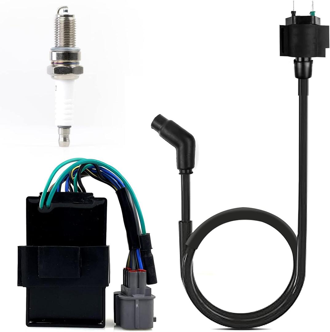 Ignition Coil Igniter CDI Box Spark Plug for Honda Rancher 350 TRX350 TRX350FE 4x4 ES TRX350TE 2x4 ES TRX350FM 4x4 S TRX350TM 2x4 S 2000-2005 30510-HN5-670 30410-HN5-671 30400-HN5-305