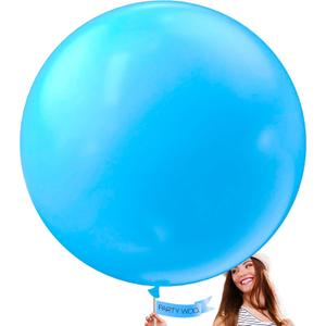 PartyWoo Light Blue Balloons 4pcs 36 Inch Baby Pastel Blue Latex Helium Balloons for Baby Shower Wedding Gender Reveal Graduation Mermaid Birthday Pool Anniversary Beach Party Decorations Blue-Y20