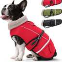 Dog Coat, Warm Dog Winter Coat Reflective Jacket Waterproof Fleece Vest, Pet Jacket Cozy for Cold Weather, Dogs Snowsuit Windproof, Adjustable Buckle for Small Dogs (Red)