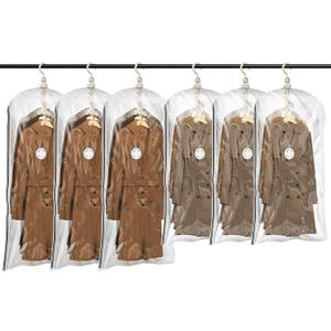 TAILI Hanging Vacuum Storage Bags Space Saver Bags, Vacuum Sealer Bags for Clothing, Suits and Jackets, Closet Organizers and Storage, (3 Long, 3 Short) Clear, 6 Combo
