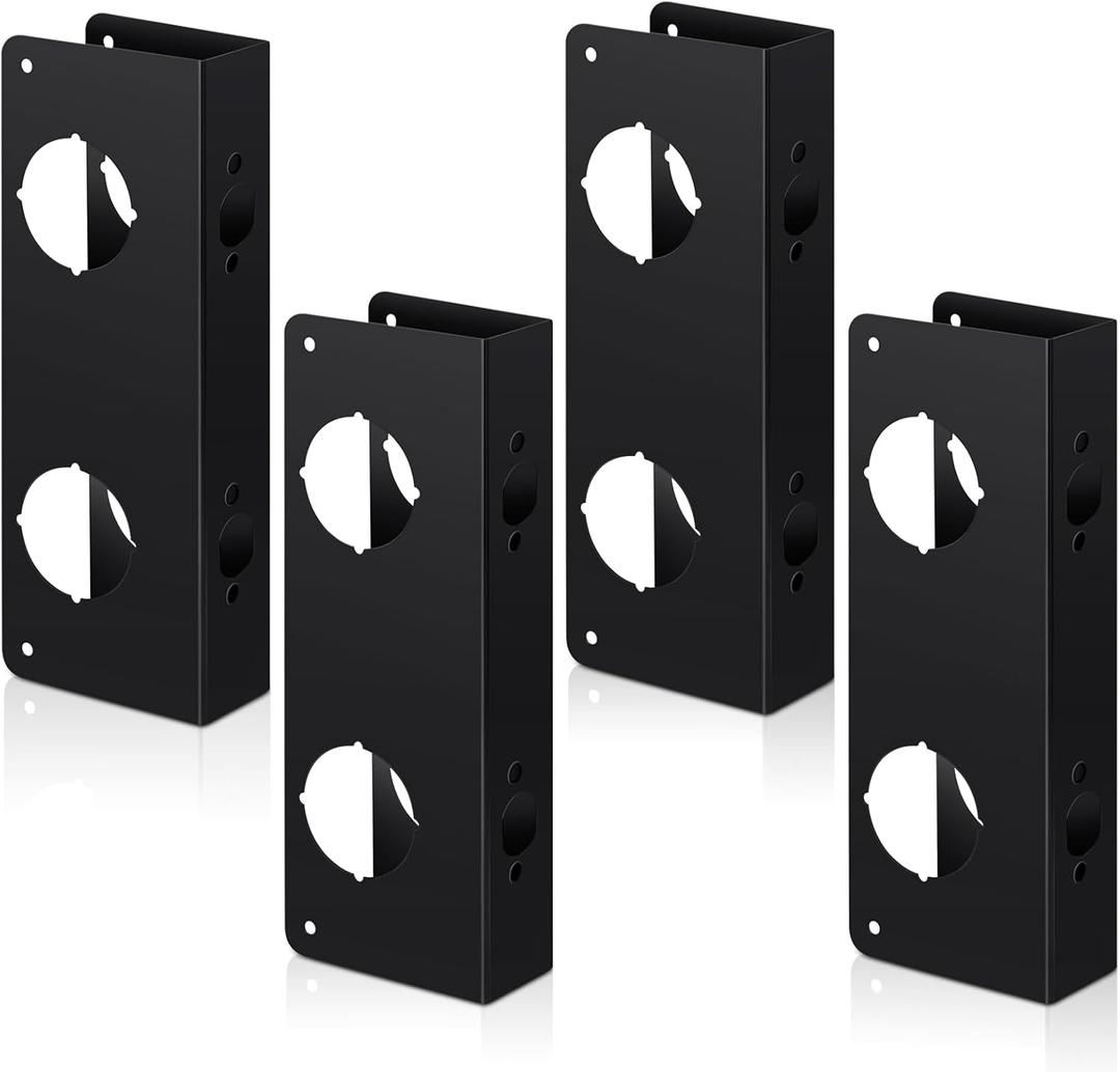 Ferraycle 4 Pieces Stainless Steel Lock and Door Reinforcer Plate Lock Reinforce and Repair Bronze Finish Door Jamb Reinforcement 5-1/2 Inch, 2-3/8' x 1-3/4 Inches for Front Entry Bedroom Home