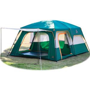 KTT Extra Large Tent 10-12-14 Person(B),Family Cabin Tents,2 Rooms,3 Doors and 3 Windows with Mesh,Straight Wall,Waterproof,Double Layer,Big Tent for Outdoor,Picnic,Camping,Family Gathering