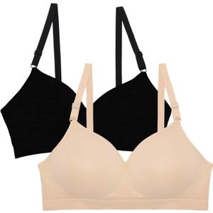 Fruit of the Loom Women's Seamless Wire-Free Push-Up Bra  Soft, Comfortable & Supportive (36DD, Black Hue/in the Buff 2-pack)