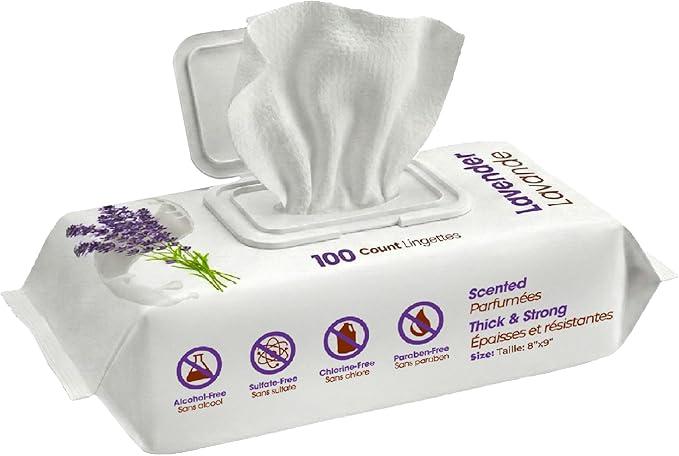 Best Pet Supplies 8" x 9" Large Dog Wipes - Cleaning and Deodorizing for Paws and Coat - Gentle Formula with Lavender Vitamin E for Puppies and Cats - 100 Count, 4 Packs