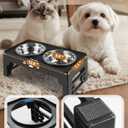 Jovrun Elevated Dog Bowls for Small Dogs and Cats, Non-Slip Cat Bowls with 2 Thick 5.5" Stainless Steel Dishes, Dog Feeder 2 Heights Adjustable to 2.6"-5.3"