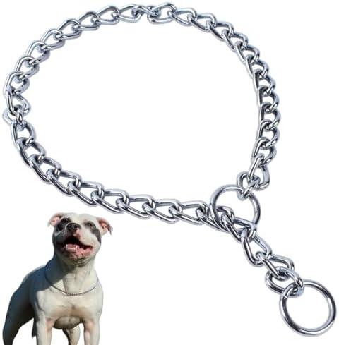 Chain Choker Collar for Dogs, Metal Slip Link Training Dog Collar Martingale Heavy Duty Puppy Collars for Small Medium Large Big XL Breed Dogs, Silver XL