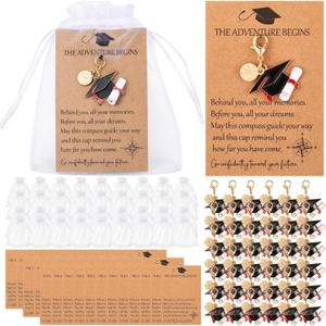 Unittype Graduation Gifts Keychain Bulk Class of 2026 Compass Cap Keychain with Cards, Senior 2026 Party Favors