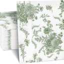 200Pack Sage Green Floral Cocktail Napkins Disposable Wedding Paper Napkin Decorative Green & White Hydrangea Flower Guest Hand Towel Fancy Dinner Napkin for Bridal Baby Shower Birthday Party Supplies