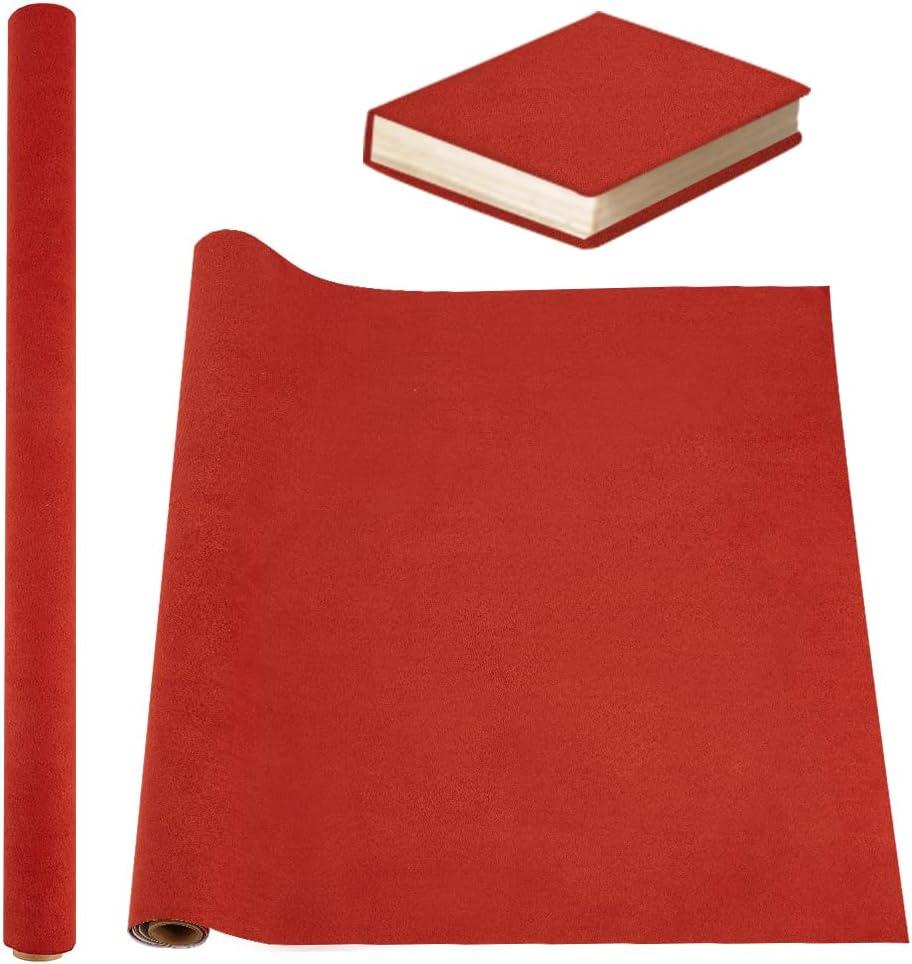 OLYCRAFT 39.4x16.9 Inch Notebook Binding Cloth - FireBrick Red Bookcover With Imitation Leather Surface and Paper Backed - DIY Protective Cover for Scrapbooking Album