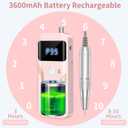 MOCOWIND Portable Nail Drill Professional 35000 RPM, Rechargeable Electric Nail File Machine Cordless E-File for Acrylic Gel Polishing Removing with Bits Kit for Manicure Salon Home, Pink