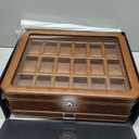 ROTHWELL 18-Slot Watch Case with Drawer Luxury Watch Box for Men, Real Glass Top, Lockable, Display Case for Collections (Tan/Brown)