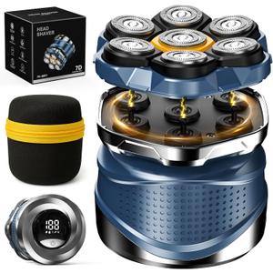 7D Head Shaver with a Travel Case, 2026 Upgraded Magnetic Head Shavers for Bald Men, IPX7 Waterproof Wet/Dry Electric Razor Men, Rechargeable Shavers for Scalp/Face/Beard/Body