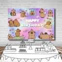 8x6FT Capybara Backdrop Capybara Themed Supplies for Boys Girls Baby Shower Cute Capybara Photo Background for Kids Birthday Decorations Photo Studio Props Vinyl
