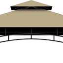 Grill Gazebo Replacement Top, 5 * 8 Outdoor BBQ Top Cover, Double Layer BBQ Gazebo Top Canopy for Model #L-GG001PST-F (Khaki)