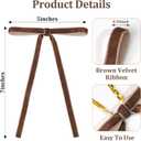 Ayesha 24 Pcs Velvet Christmas Tree Bows Velvet Ribbon Bows for Christmas Tree Decorations Door Garland Wreath Bow Decor,Brown