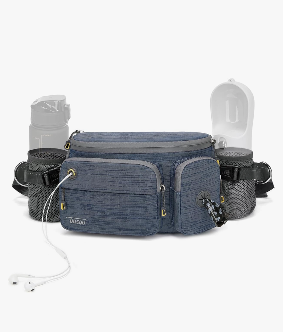 TUDEQU Waist Bag for Men, Mens Fanny Pack Crossbody, Large Fanny Pack for Men with Water Bottle Holders, Hiking Waist Pack
