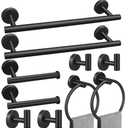 Toptowel 10sets Towel bar Sets, Includes 2Pcs 23.6 inch Towel bar, 2Pcs Towel Hook, 2Pcs Towel Ring, 2Pcs Toilet Paper Holder-Matte Black