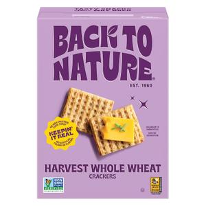 Back to Nature Harvest Whole Wheat Crackers, Non-GMO,Plant-Based Snack Cracker, Made with Whole Grain Wheat & Sea Salt, Snack Happy, 7 oz Box (EXP 06/20/26)