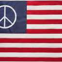 Bradford American Peace Flag 3x5 ft for Outdoors, Embroidered USA Civil Peace Sign Flag, Double Sided United States American Peaceful Flags with 2 Brass Grommets
