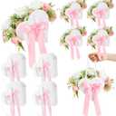 Ctosree 12 Set Heart Shaped Flower Boxes with Ribbon Bow DIY Valentine Day Flower Gift Bags Personalized Floral Packaging Bags for Bridal Shower Anniversary Valentine Day Party Supplies (White)