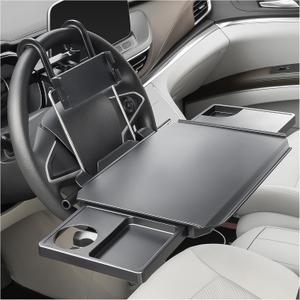 Paffenery Large Car Steering Wheel Tray Back Seat Headrest Tray with Phone Holder, Steering Wheel Desk Food Table for Car Laptop Mount Steering Wheel for Large SUVs, Trucks & Vans