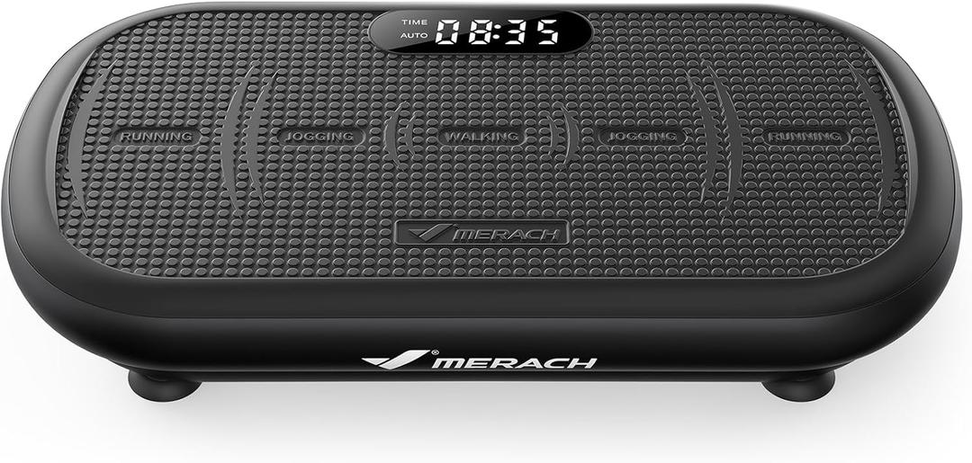 MERACH Vibration Plate Exercise Machine, Vibration Plate 440 Lbs Capacity, Bluetooth and Silicone Pedal, Stimulate Deep Fat, Vibration Plate for Lymphatic Drainage, Vibrating for Weight Loss(Black)