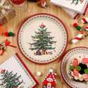 Homlouue 200 PCS Christmas Paper Plates and Napkins Sets, Christmas Tree Plates and Napkins, Holiday Paper Plate and Napkin Sets for Xmas Party Supplies Dinner Winter Decorations, Xmas Plate