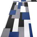 Blue Black Grey White Kitchen Rugs and Mats Set of 2 Modern Abstract Art Cushioned Anti Fatigue Kitchen Rugs Set Geometric Non-Skid Washable Kitchen Mats for Kitchen Sink Laundry 17.5"x29.5"+17.5"x47"