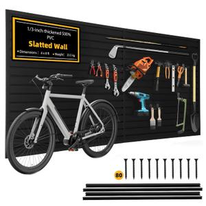 Slat Wall Paneling 4'x8' Garage Wall Organizer (2026Upgraded), Heavy-Duty PVC Slatwall Panels Boosts Load by 30%, Black Slat Board, Slatwall Tool Storage System for Garage & Workshop Tool Organization