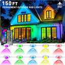 150FT Permanent Outdoor RGB Lights - Waterproof Smart LED Eaves Lights with App/Remote Control, Music Sync & DIY Scenes, Perfect for Christmas, Halloween, Parties & Daily Decor, Ideal for House Roof
