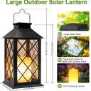 Yowin Solar Lanterns Outdoor Waterproof 2 Pack 14" Large Tempered Glass Hanging Solar Lantern with Flameless Candle, Garden Gifts, Wall Lamp for Backyard Porch Patio Lawn Vintage Decorations - Black