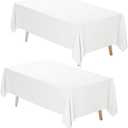 Fixwal White Tablecloth Rectangle 60 x 102 Inch, 2 Pack 6ft Polyester Fabric Table Cloths Rectangular Table Covers for Party, Banquet, Dining, Birthday, Wedding
