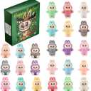 24PCS Flocked Mini Action Figures Set, Cute Figurines Bulk, Small Collectible Toys for Room Decor, Classroom Rewards, Party Favors, Birthday Gifts