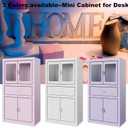 Mini Cabinet for Desk, Cute Small Locker for Girls, Metal Desktop Organizer with Drawer, Mini Cabinet for Miniature Display, Accessories Organizer for Desktop, Pink