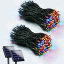 2 Pack 200 LED Solar Christmas Lights Outdoor, Solar String Lights for Outside with 8 Lighting Modes, Waterproof Green Wire Solar Powered Tree Light for Xmas Party Yard Garden Decorations (Multicolor)