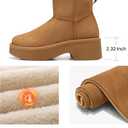 SHIBEVER Winter Ankle Boots Women Platform Suede Snow Booties Warm Fur Anti-Slip Waterproof Comfortable Outdoor Shoes (Brown)